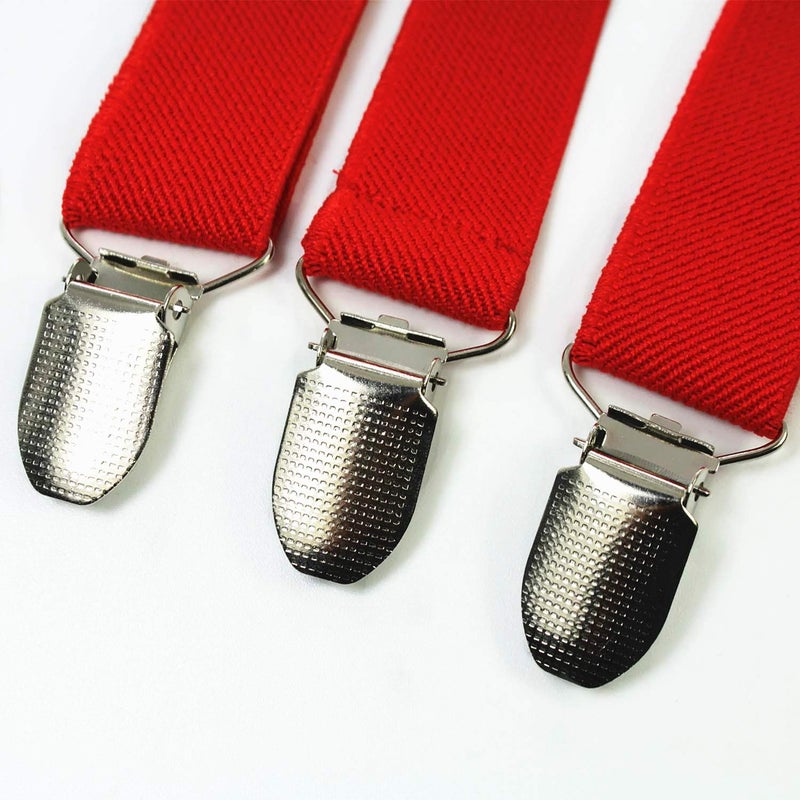 JEMYGINS Red Suspender and Silk Skinny Tie Necktie Sets for Men (Red) - Image 5